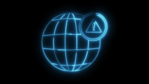 Global network security warning animated globe with caution sign Stock-Footage 308192831