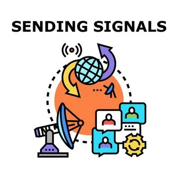 Global network sending communication signals data exchange Stock Illustration