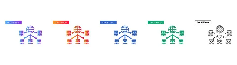 Global Network Server Infrastructure Icon Set Stock Illustration