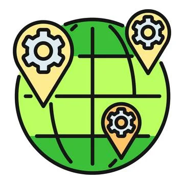 Global network settings and technical location coordination Ilustração Stock