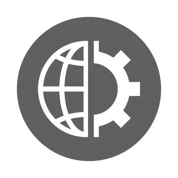 Global network Settings icon. Gray vector logo. Stock Illustration
