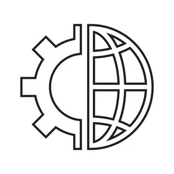 Global network Settings icon. Outline vector. Stock Illustration