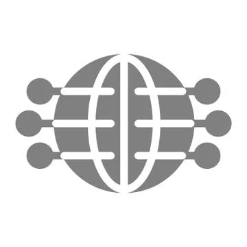 Global network solid icon. Globe with pins vector illustration isolated on white Illustrazione stock