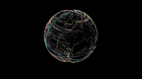 Global Network Sphere with Neural Connections and Cloud Computing Stock Footage 333177770