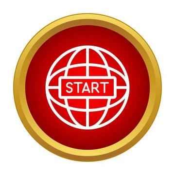 Global network start button icon launching worldwide connection Stock Illustration