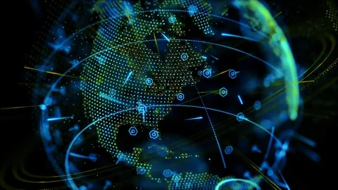 A Global Network Surrounds The Planet Earth Stock Footage 88154998