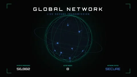 Global network system interface display. Vidéo 336182193