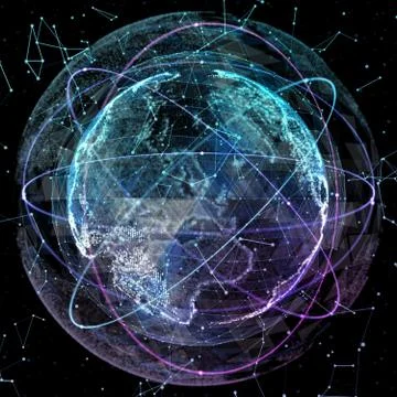 Global network technologies. Illustrazione stock