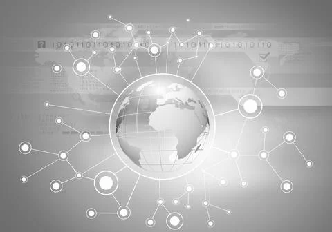 Global Network Technology Background with Digital Connection Nodes Stock Photos