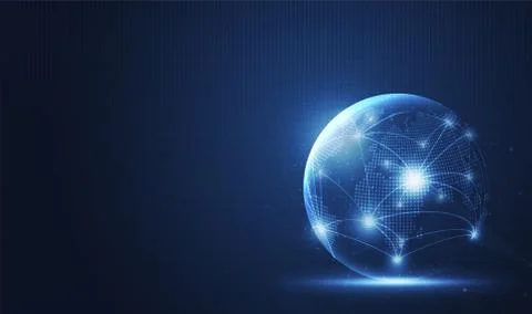 Global network technology background with world map or social media communica Stock-Illustration