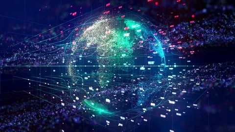 Global network,  technology communications digital system Stock Footage 95673800