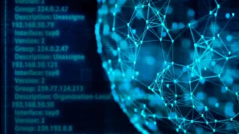 Global network technology computing data black screen overlay video 4k Stock Footage 289911341