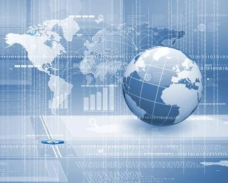 Global Network Technology Map with Digital Globe and Data Streams Stock Illustration