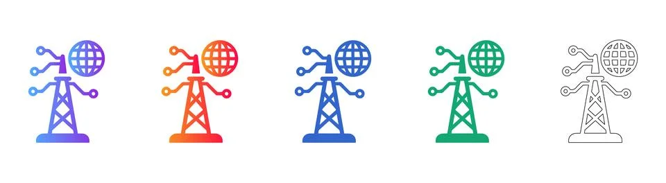 Global Network Tower and Connectivity Icons イラスト素材