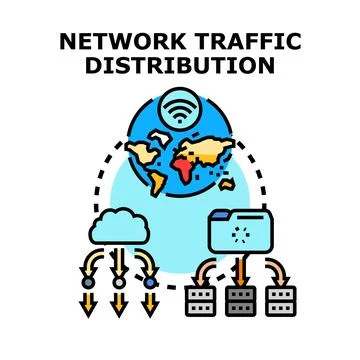 Global network traffic distribution and cloud computing concept Stock Illustration