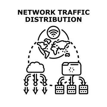 Global network traffic distribution and cloud computing concept Stock Illustration