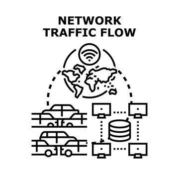 Global network traffic flow representing data exchange and connection Stock Illustration