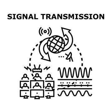 Global network transmitting information, data, and digital signals Stock Illustration