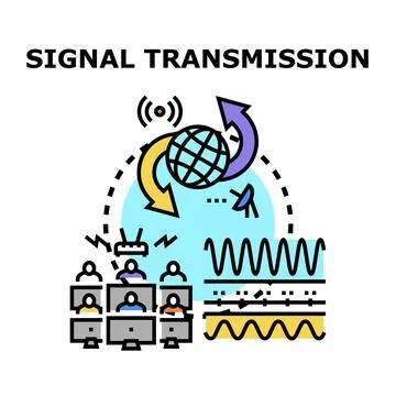 Global network transmitting information, data, and digital signals Stock Illustration