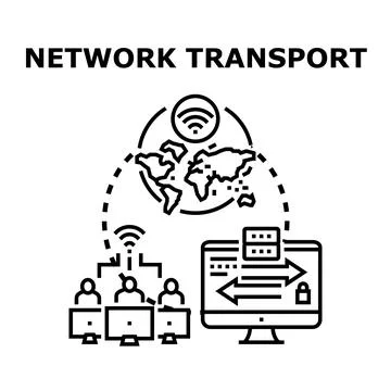 Global network transport connecting users with data Stock Illustration