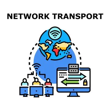 Global network transport connecting users with data Stock Illustration