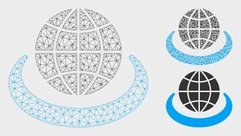 Global Network Vector Mesh Network Model and Triangle Mosaic Icon 스톡 일러스트