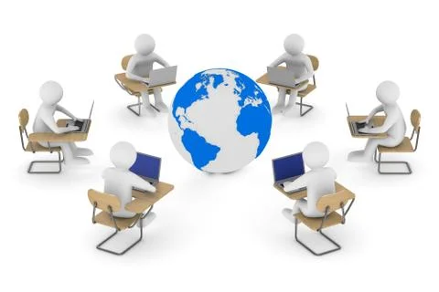 Global network on white background. Isolated 3D illustration Illustrazione stock