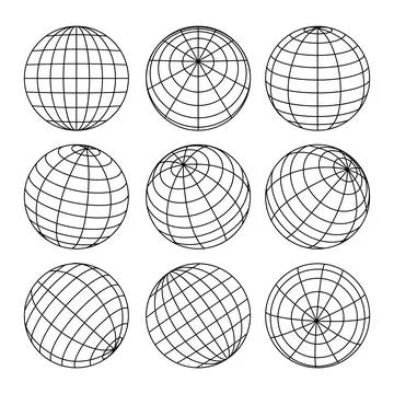 Global network wireframe spheres outlining communication technology Stock Illustration