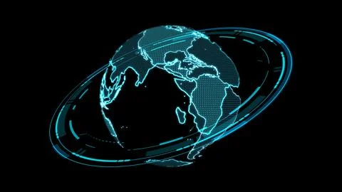 Global network wireless connection simulation on monitor digital technology.. Stock Illustration