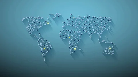 Global Network World Map Animation Video Motion Graphics Animation Background Stock Footage 94925908