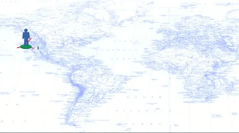 Global networking on blue map Stock Footage 12019224