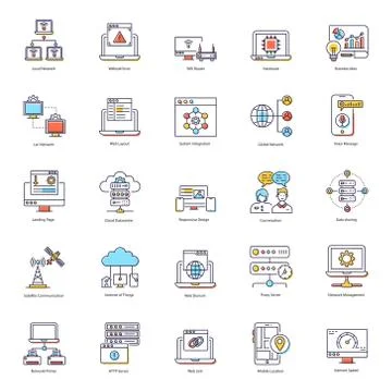Global Networking Flat Icons Pack Illustrazione stock