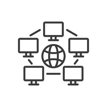 Global networking, icon in line design. Global, networking, connection Illustrazione stock