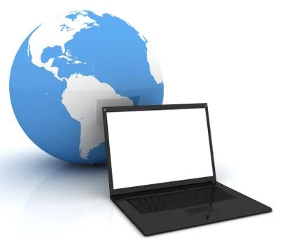 Global networking with laptop Stock Illustration