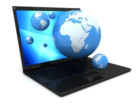 Global networking with laptop Illustrazione stock