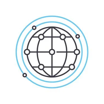 Global networking line icon, outline symbol, vector illustration, concept sign 스톡 일러스트