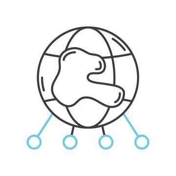 Global networking line icon, outline symbol, vector illustration, concept sign 스톡 일러스트