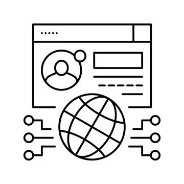Global networking line icon vector illustration Stock Illustration