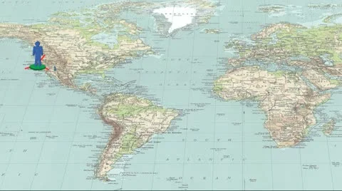 Global networking on physical map Stock Footage 12014945