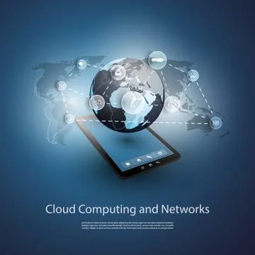 Global Networks, Cloud Computing - Illustration for Your Business 스톡 일러스트