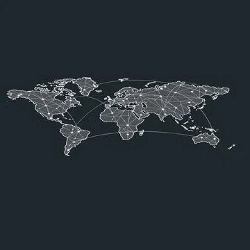 Global networks on the world map Stock Illustration