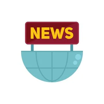 Global news icon flat vector. Reportage tv 库存插图