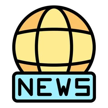 Global news icon vector flat 库存插图