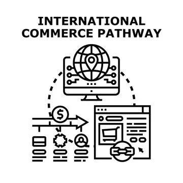 Global online commerce pathway connecting business worldwide Stock Illustration