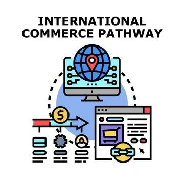 Global online commerce pathway connecting business worldwide Illustrazione stock