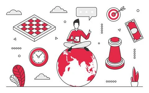 Global online interactive games Illustrazione stock