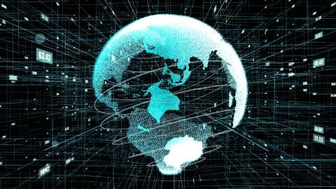 Global online internet network and internet of things IOT concept 스톡 일러스트