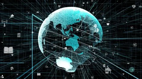 Global online internet network and internet of things IOT concept Stock Illustration