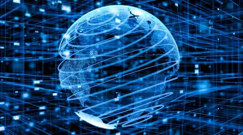 Global online internet network and internet of things IOT concept 스톡 일러스트