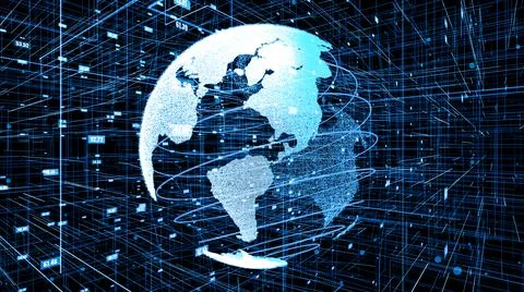 Global online internet network and internet of things IOT concept Stock Illustration